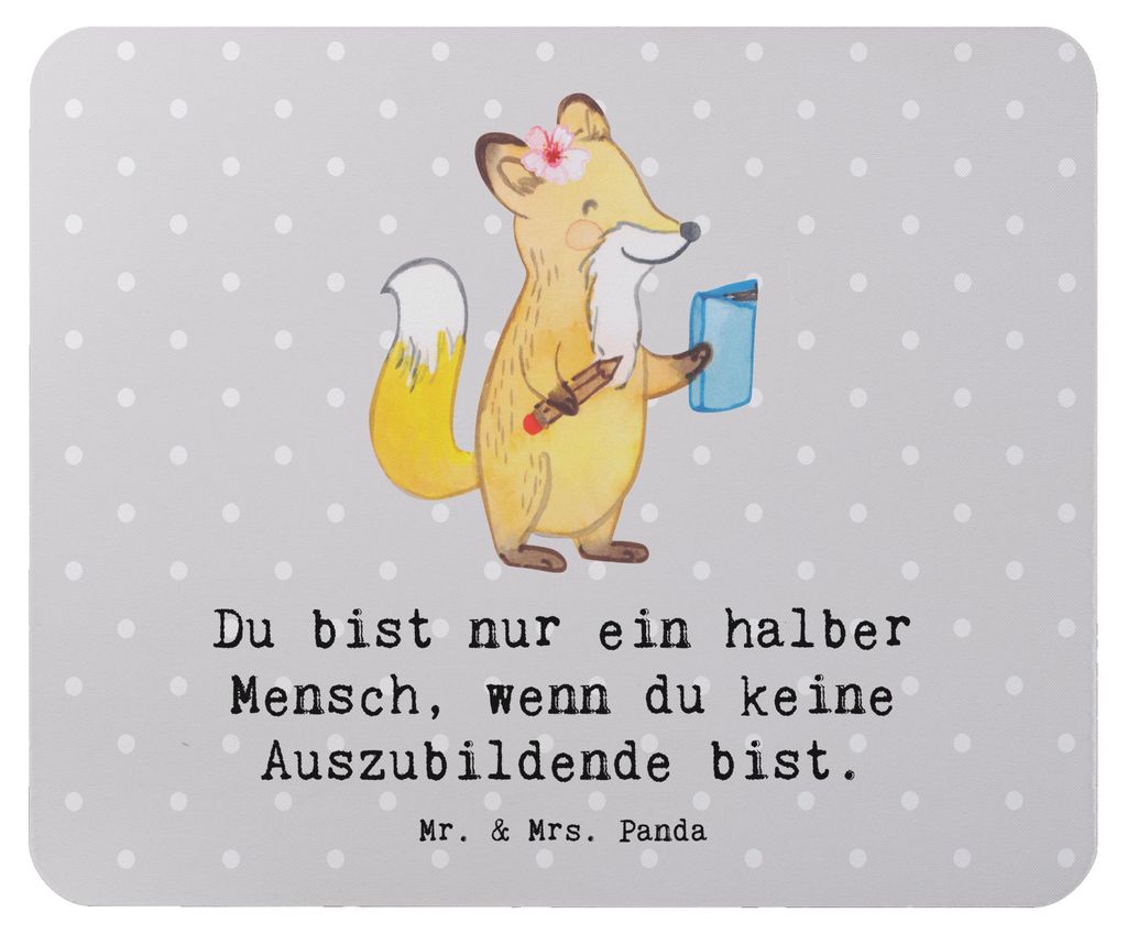 Mr. & Mrs. Panda Mauspad Auszubildende Herz - Grau Pastell - Geschenk, Ausbildungsbeginn, Mousepad, Spruch, Lustig, laptop, pc mausunterlage, Witzi...