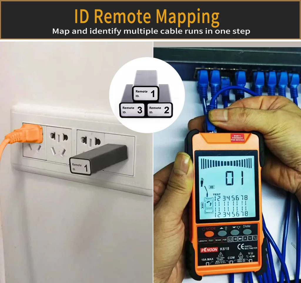 Analizzatore di Rete KKNOON K618 500M - Test POE e Tracciamento Cavi