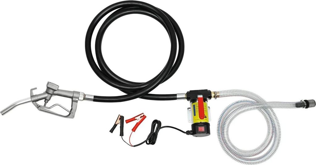 Dieselpumpe - 12V Selbstansaugende Kraftstoffpumpe - 50 l/min - 175 W - EU-Stecker - Mit Zapfpistole - Für Diesel & Heizöl - Silber