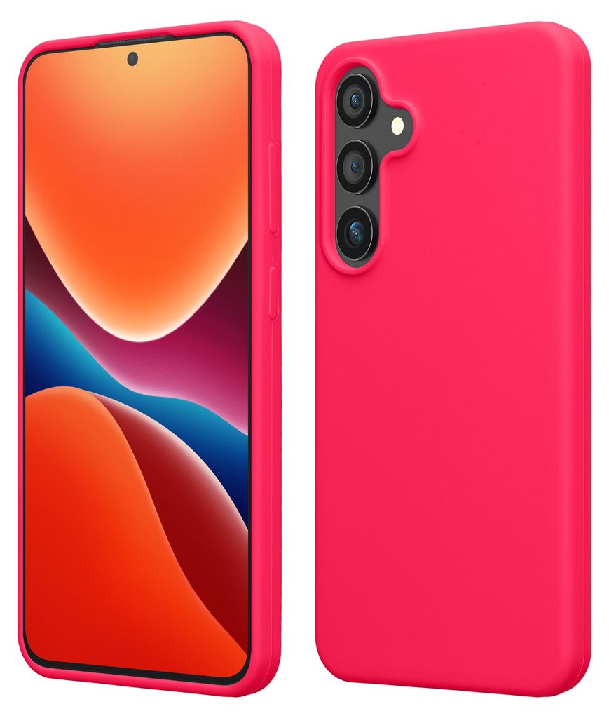kwmobile Handyhülle für Samsung Galaxy S24 Plus Hülle - Case Silikon - Kabelloses Laden - Schutzhülle Cover in Neon Pink
