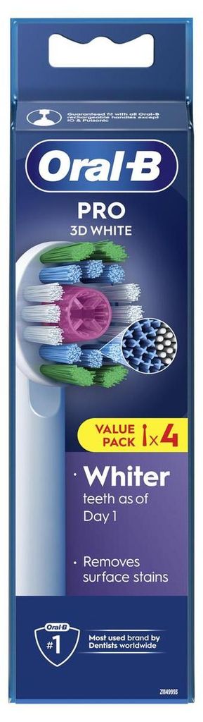 Oral-B 3D White, 4 stuks, Wit, Oral-B, Doos Productafbeelding 