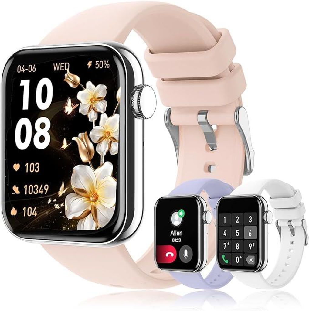 Smartwatch für Damen Herren mit Telefonfunktion mit Pulsmesser SpO2 Schlafmonitor Schrittzähler IP68 Wasserdicht,120+ Sportmodi Fitness Tracker