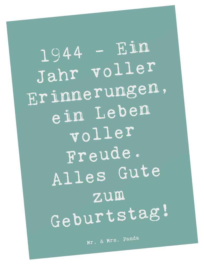 Mr. & Mrs. Panda kunstkarte Spruch 1944 Geburtstag - Meeresbrise - Geschenk, Ansichtskarte, Erinnerungen, Alter, besonderer Jahrgang, Grußkarte, A...
