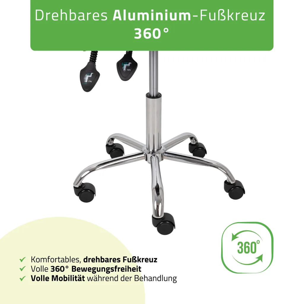 Tabouret à roulettes médical avec dossier ergonomique blanc réglable - 7