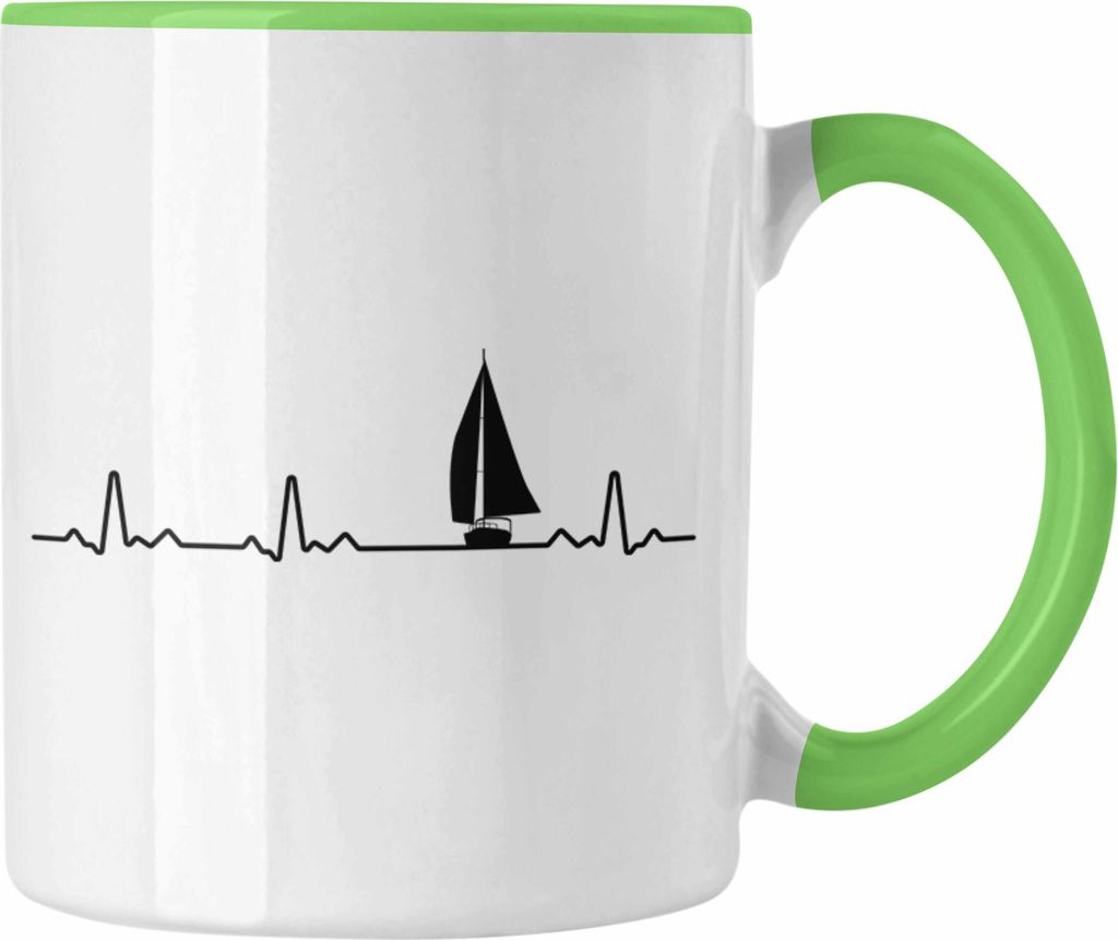 Trendation - Kapitän Herzschlag Tasse Geschenk Käptn Lustiger Spruch Bootsfahrer Sportboot Herren Segler Segeln Motoboot Lustig (Grün)
