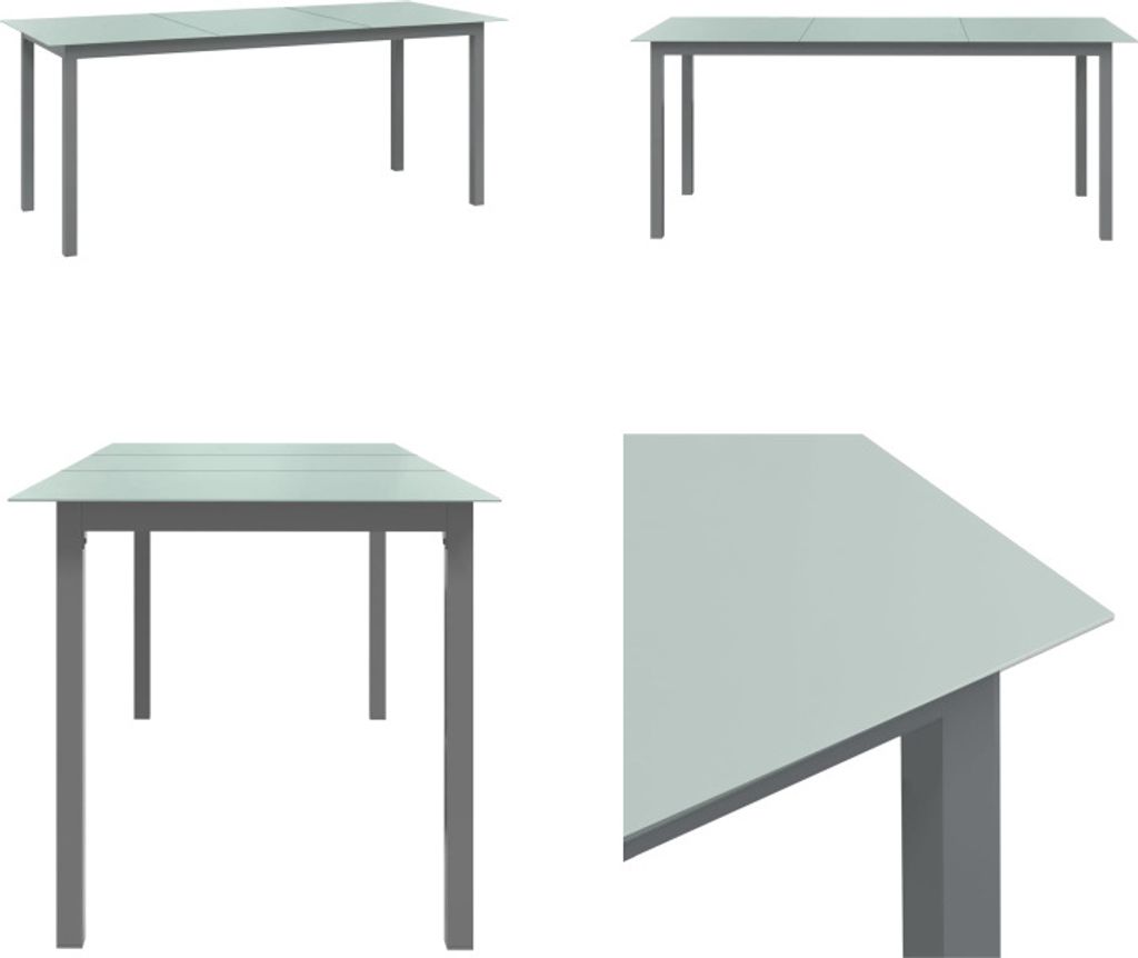 vidaXL Gartentisch Hellgrau 190x90x74 cm Aluminium und Glas - Gartentisch - Gartentische - Tisch - Tische