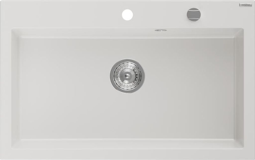 Mexen Elix Granitspüle 1-Becken 800 x 500 mm, weiß, Siphon Produktbild 