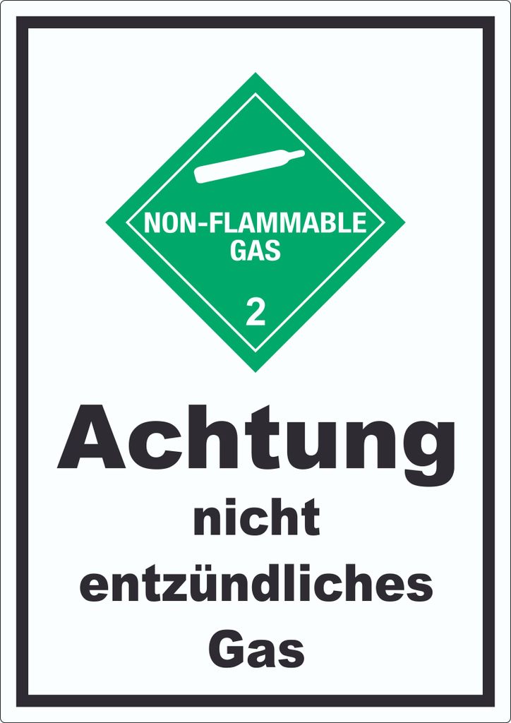 Aufkleber nicht entzündliches Gas non-flammable A7 (74x105mm)