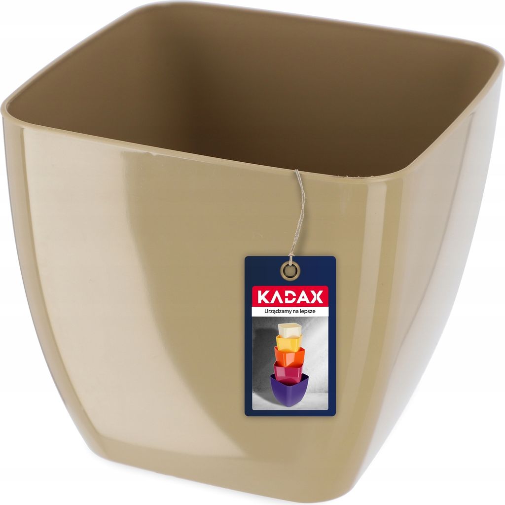 KADAX Blumentopf aus Kunststoff "Borgo", einfacher Pflanztopf, quadratisch Topf, 12 cm, Beige