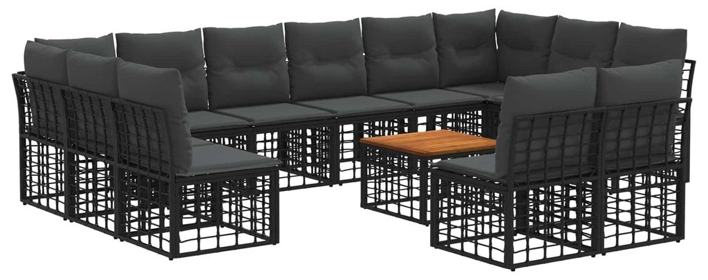 Outdoor-Sofagarnitur 13 pcs Schwarz und Dunkelgrau Polyester