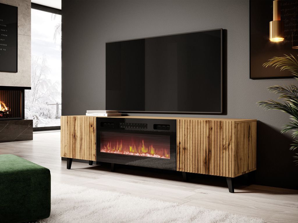 MIRJAN24 TV-Lowboard Vamos 180 mit Kamin, Stilvoll Produktbild 2