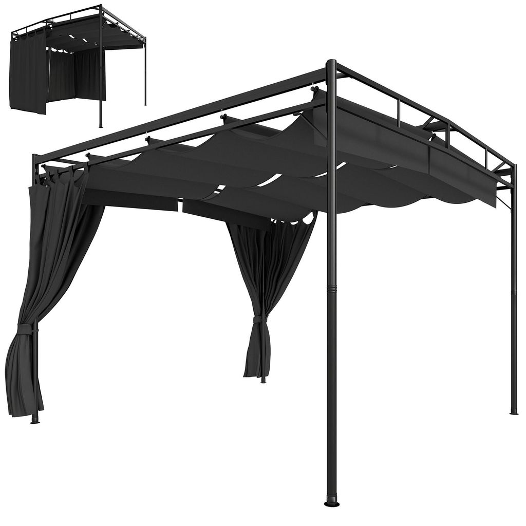 Outsunny Pergola Pavillon 3x3m Wasserabweisend Sonnenschutz mit verstellbar Dach