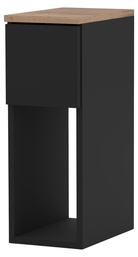 STIV Möbel | Table de chevet étroite Noir mat/Chêne Wotan Image du produit 