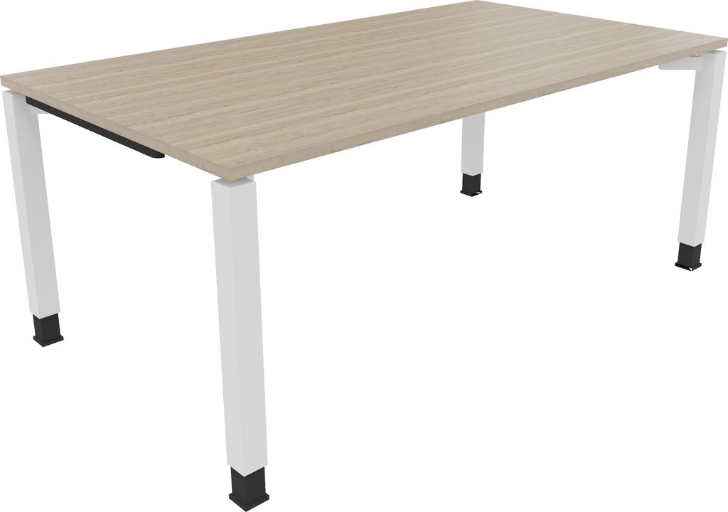 Schreibtisch Vierfuß Quadratrohr B1800xT1000xH680-820 ws/Eiche Natur