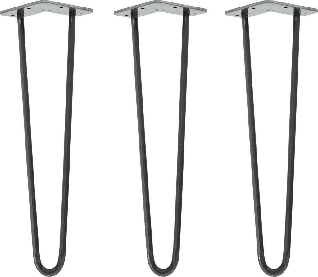 Natural Goods Berlin HAIRPIN Legs, Haarnadelbeine, Möbelfüße, Tischbeine, Industrial Anthrazit, 45 cm, 2 Streben, 3 Stück