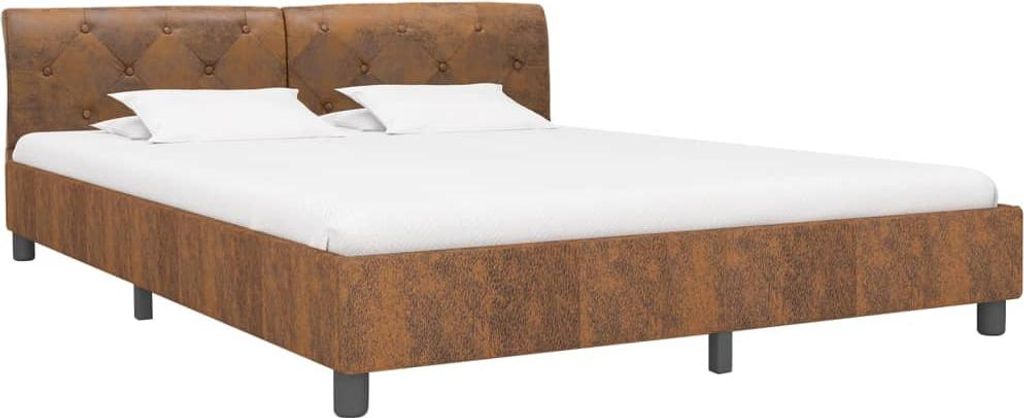 vidaXL Bettgestell Braun Wildleder-Optik 180 × 200 cm