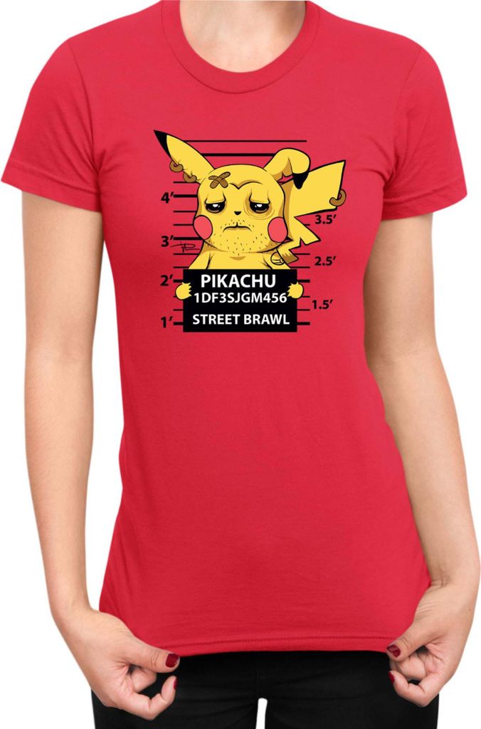 Damen T-Shirt Japan Manga Anime Comics Pokemon 043, Lady XL / Rot