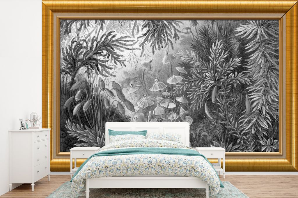 MuchoWow Fototapete für Wohnzimmer oder Schlafzimmer Wandtapete Vinyl Motivtapete Kunstwerke - Alte Meister - Rahmen - Gold - 450x300 cm - Gemus...