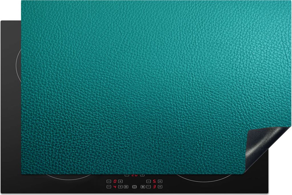 KitchenYeah Herdabdeckplatte Hellgrüne Lederstruktur , 80x52cm, Küche Deko, Glaskeramikfeld Herdabdeckung, Abdeckplatte fùr Kochfeld