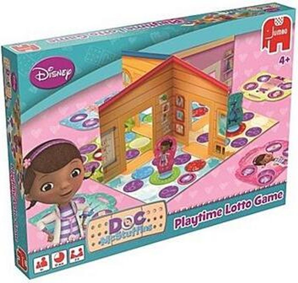 Disney Doc McStuffins - Pop-up Lotto Spiel: Inhalt: 4 Lotto Karten, 26 Lotto Chips, farblicher Würfel, Pop-Up Papphaus