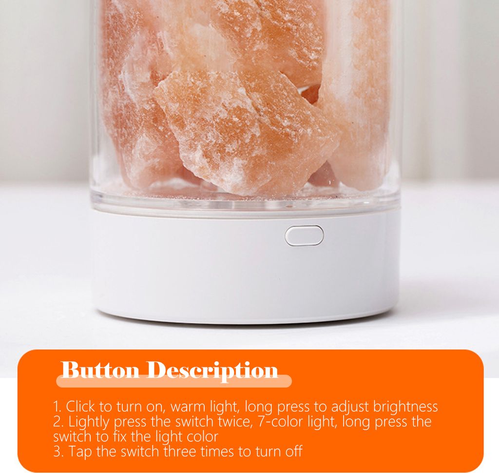 Sůl kámen noční světlo 7 barev LED Rock Crystal Lamp Obrázek produktu 5