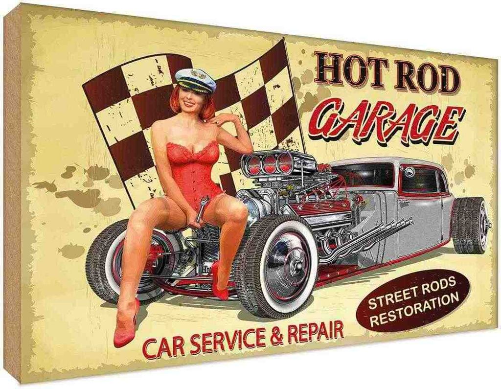 vianmo Holzschild 30x40 cm Hoit Rod Garage Service Auto Werkstatt