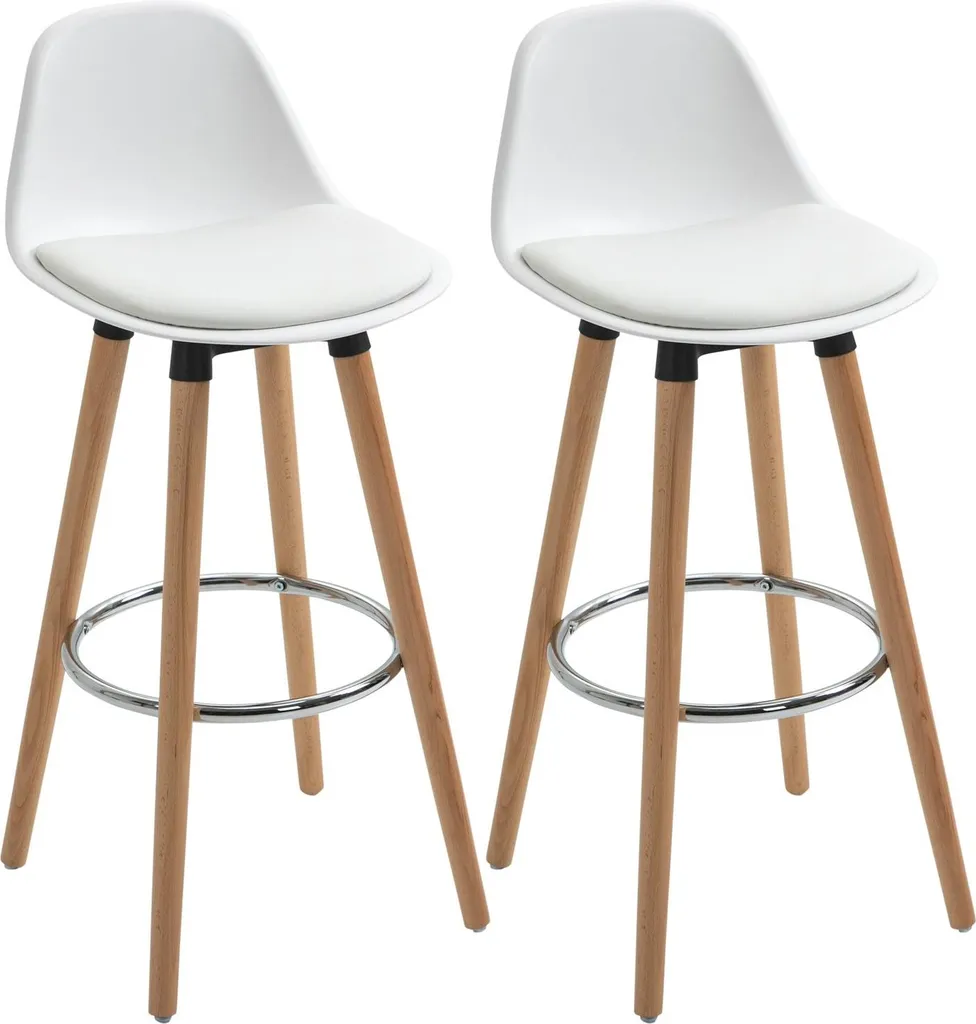 Tabourets de bar confortables et faciles à nettoyer en simili blanc