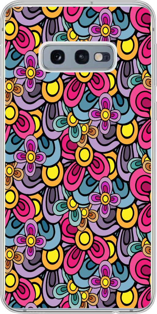 MuchoWow Handyhülle Schutzhülle Hülle für Telefoonhoesje Samsung Galaxy S10e Diagramm - Hippie - Blumen - Lila Silikon Softcase Handy Hülle ...