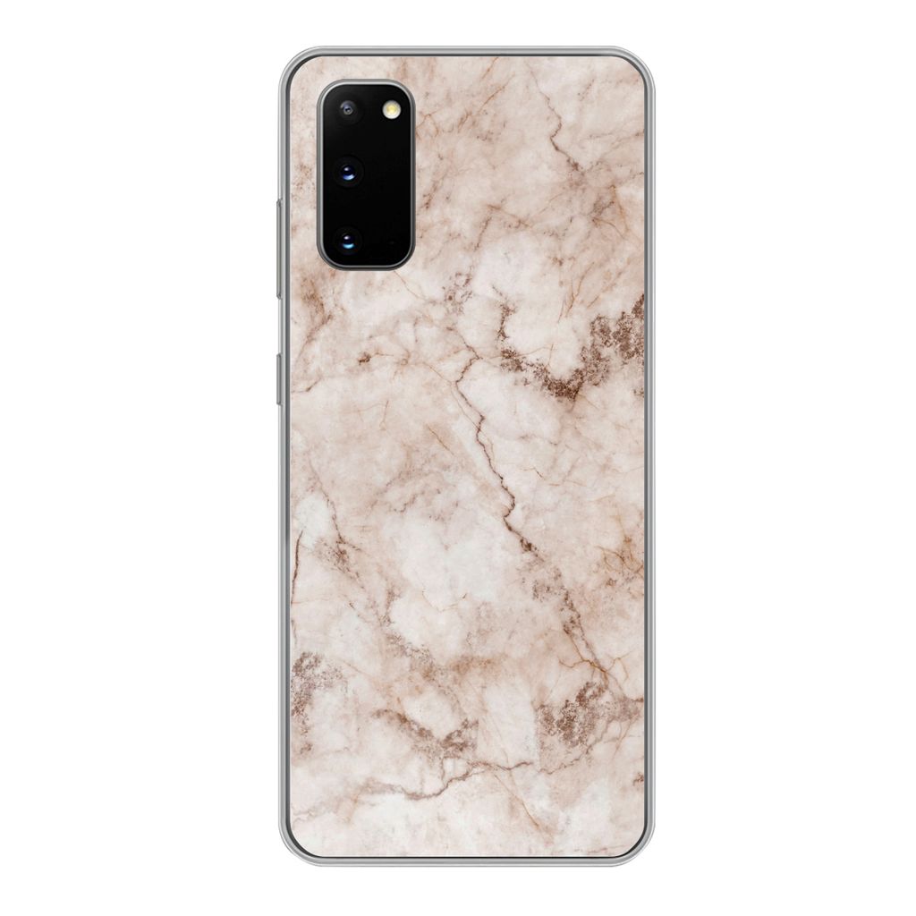 MuchoWow Handyhülle Schutzhülle Hülle für Samsung Galaxy S20 Marmor - Luxus - Braun Silikon Softcase Handy Hülle - Bild