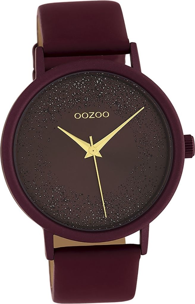 Oozoo Leder Damen Uhr Analog Quarzuhr Armband bordeauxrot Timepieces D2UOC10584