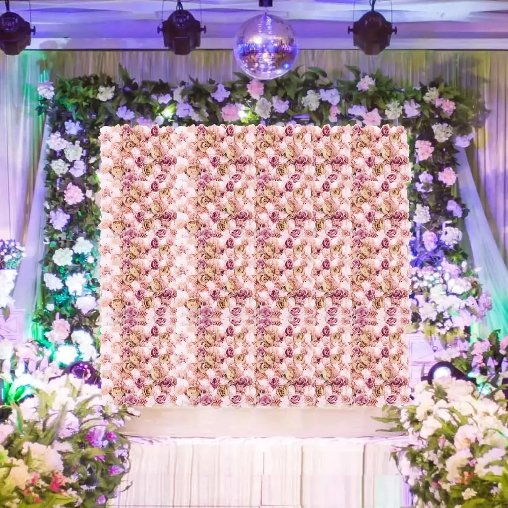 Mur de Fleurs Artificielles Rose - Décoration Durable pour Événements - 2