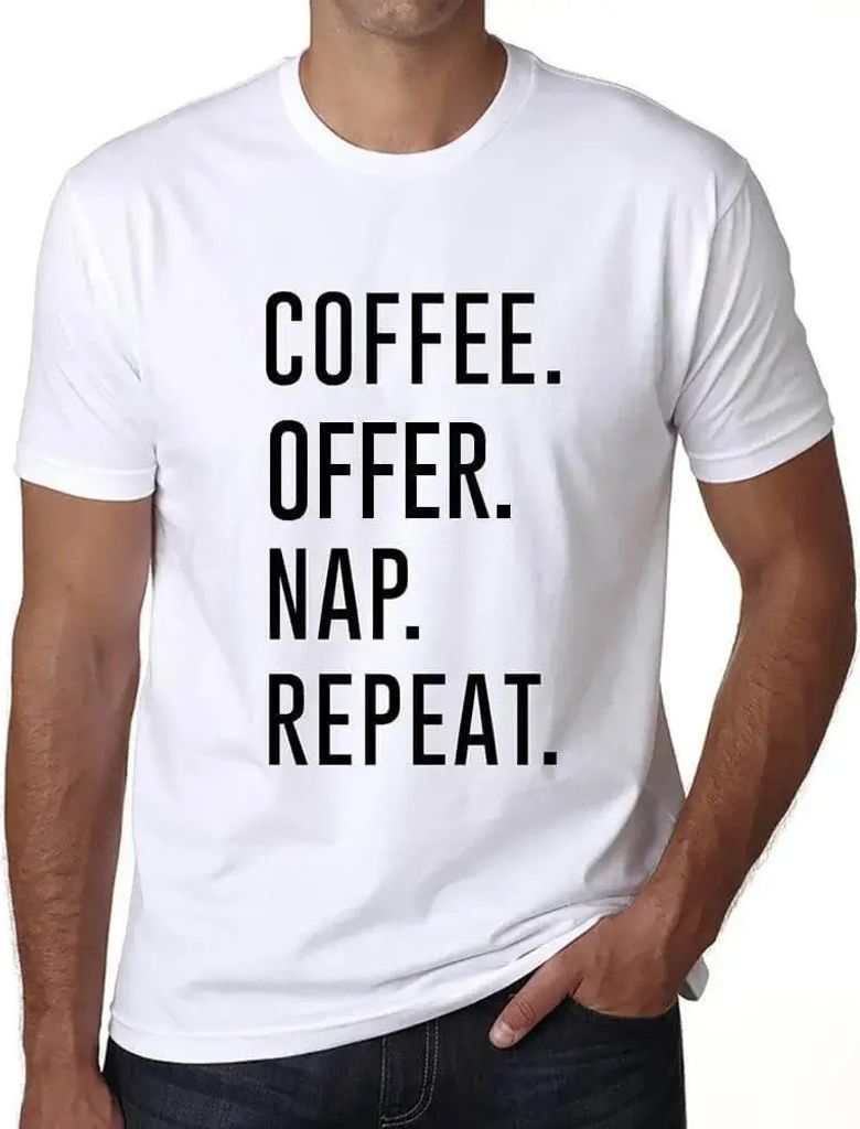 Herren Grafik T-Shirt Kaffeeangebot Nickerchenwiederholung – Coffee Offer Nap Repeat – Öko-Verantwortlich Vintage Jahrgang Kurzarm Lustige Druck