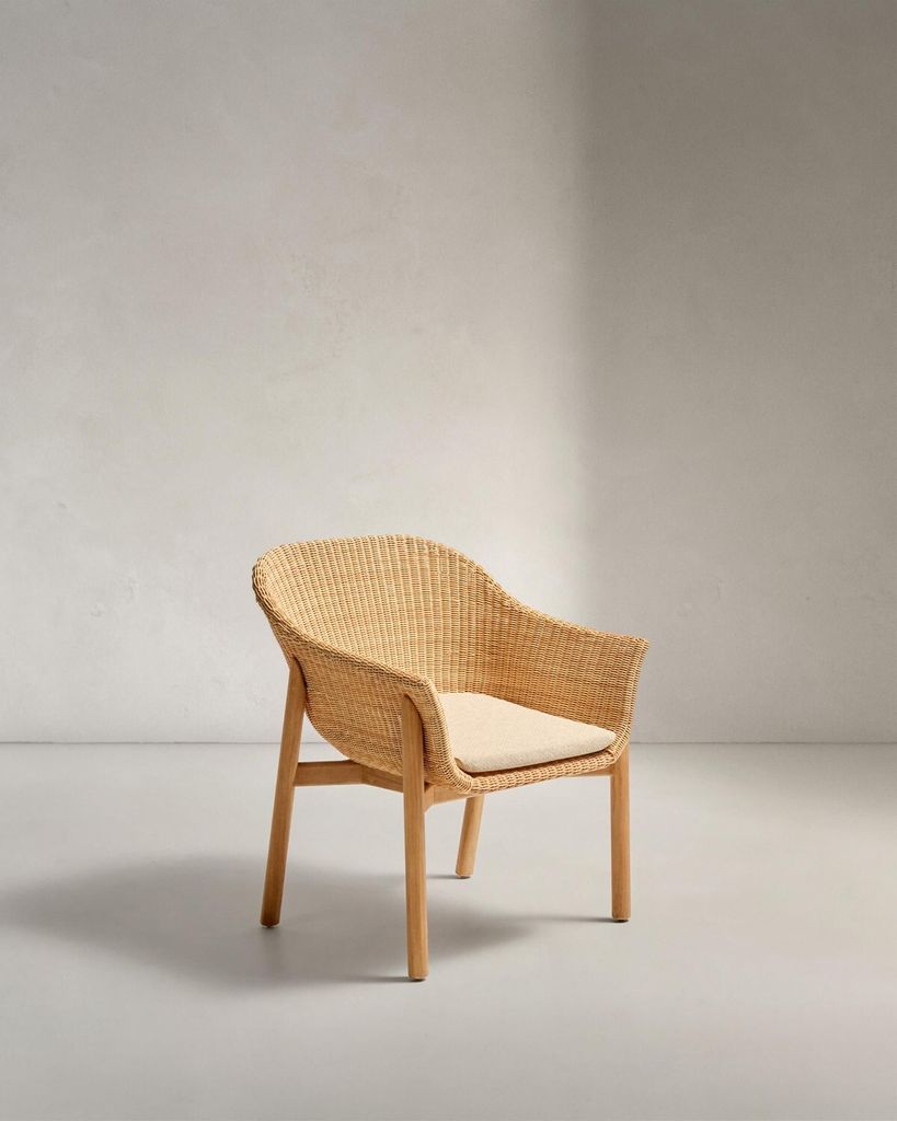 Stuhl Galea 61 x 63 x 77 cm Teakholz Rattan Gewebe Aluminium Braun