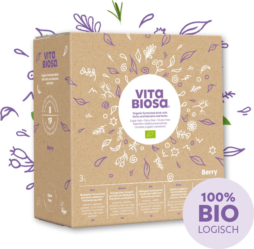 Vita Biosa Beeren 3L Bag-in-Box, Kräuterfermentgetränk mit Produktbild 