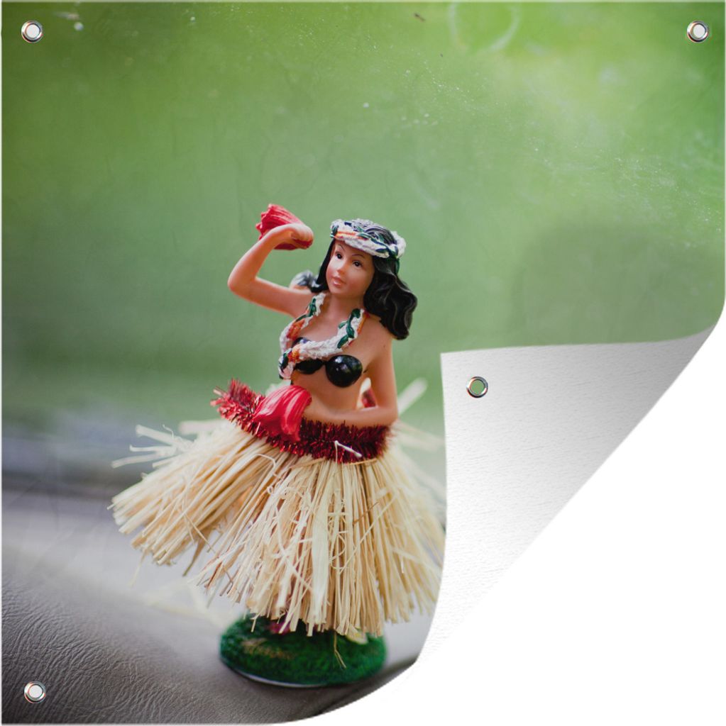 MuchoWow 50x50 cm Outdoor-Poster Gartendeko Sichtschutz Garten Poster für den Garten Hula-Tänzerin auf dem Armaturenbrett