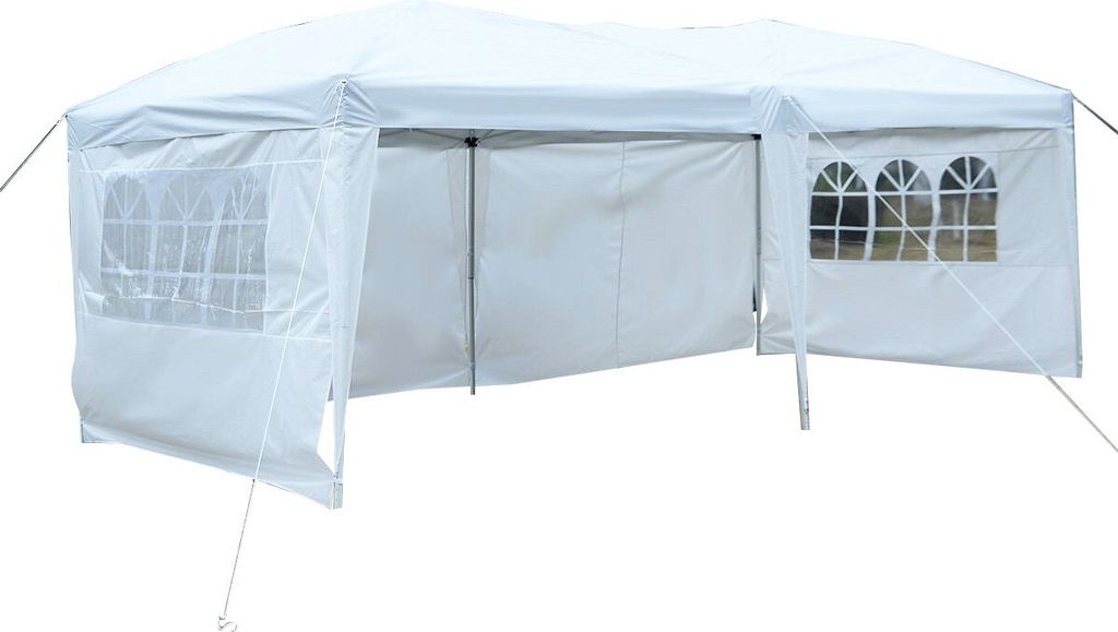 COSTWAY Gartenpavillon Partyzelt Bierzelt Pavillon Gartenzelt Hochzeit Festzelt Zelt 3 x 6 m Weiss