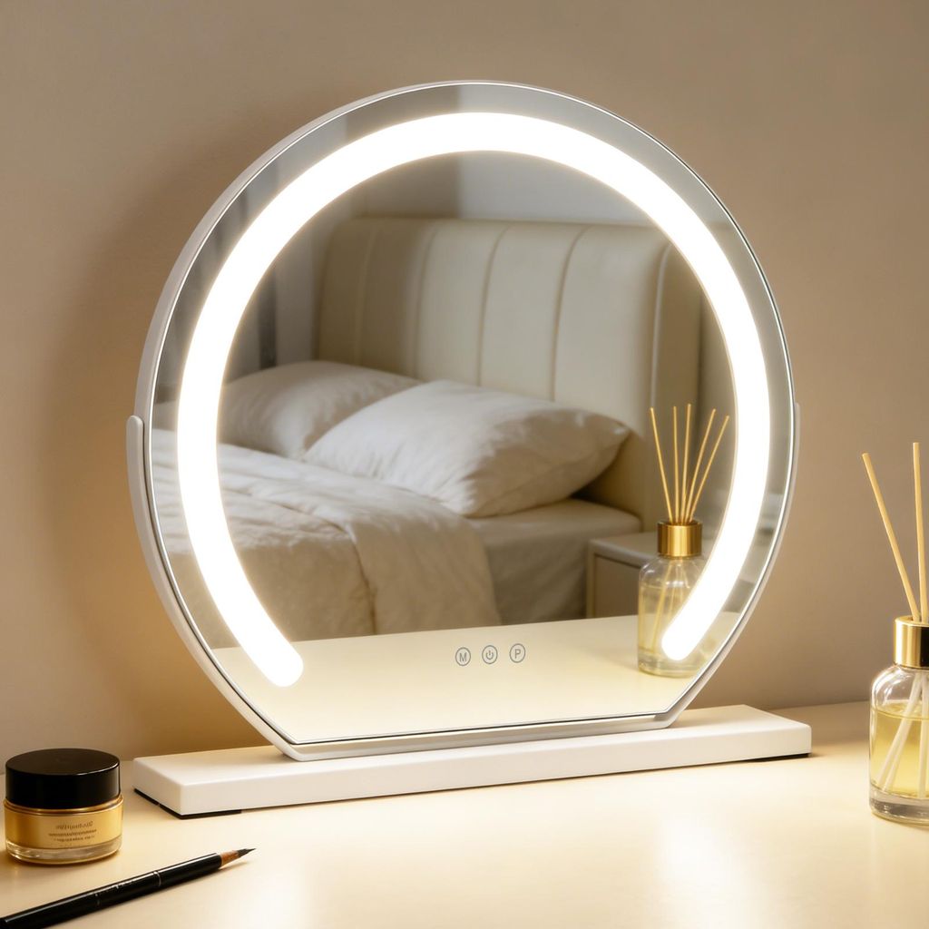 ZMH LED Schminkspiegel mit Beleuchtung Spiegel 40×35CM Vanity Mirror Kosmetikspiegel Tischspiegel 3 Modi Schminktischspiegel Touch Dimmbar Weiß