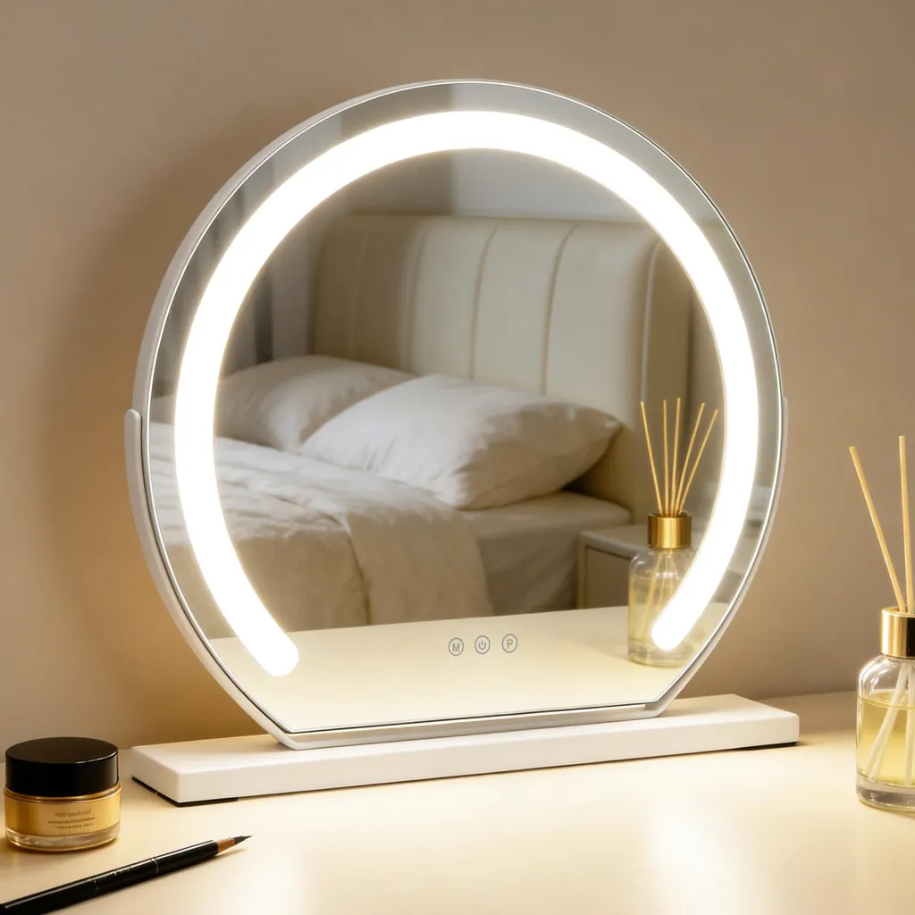 Miroir de coiffeuse tactile avec LED réglables blanc 40x35cm modèle ZMH