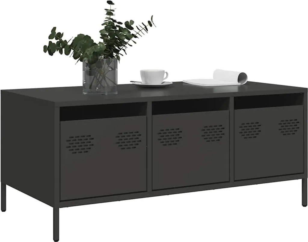 Table de salon rectangulaire noire en métal industriel 101,5 cm - 4