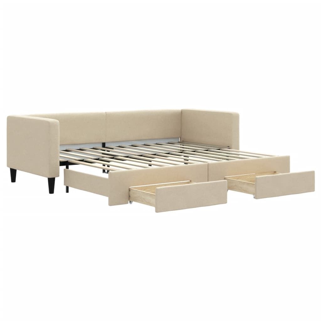 vidaXL Rozkladacia posteľ so zásuvkami krémová 80x200 cm Obrázok produktu 