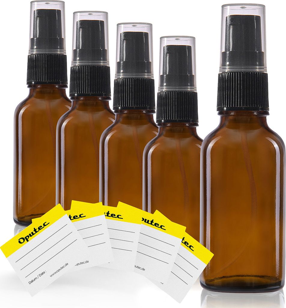 Oputec 5 x 30ml Pumpspender-Flasche, Seifenspender, Cremespender, Lotionsflasche, Braunglas