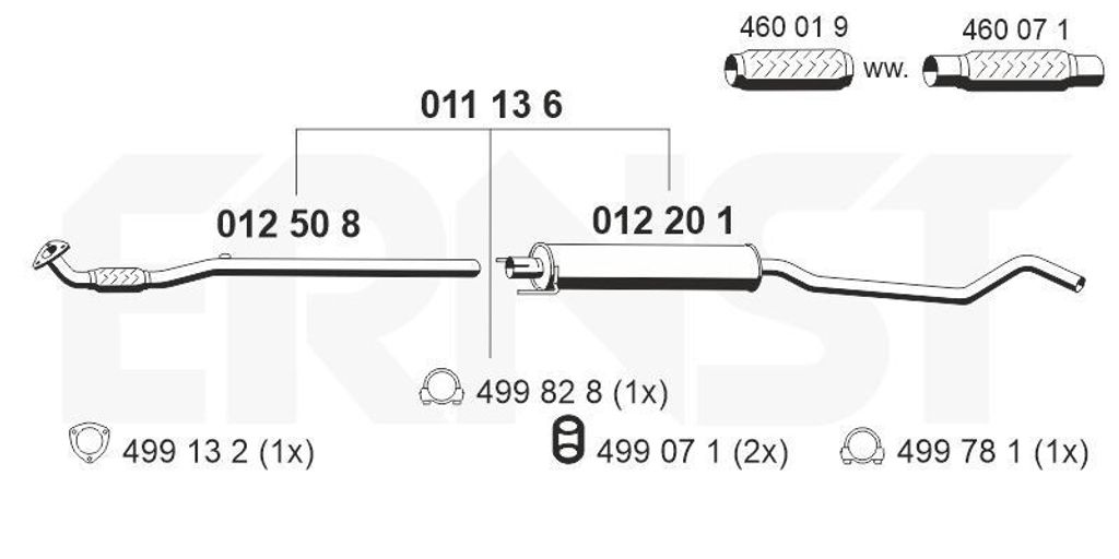 ERNST 011136 Mittelschalldämpfer Schalldämpfer für OPEL Corsa C Schrägheck (X01)