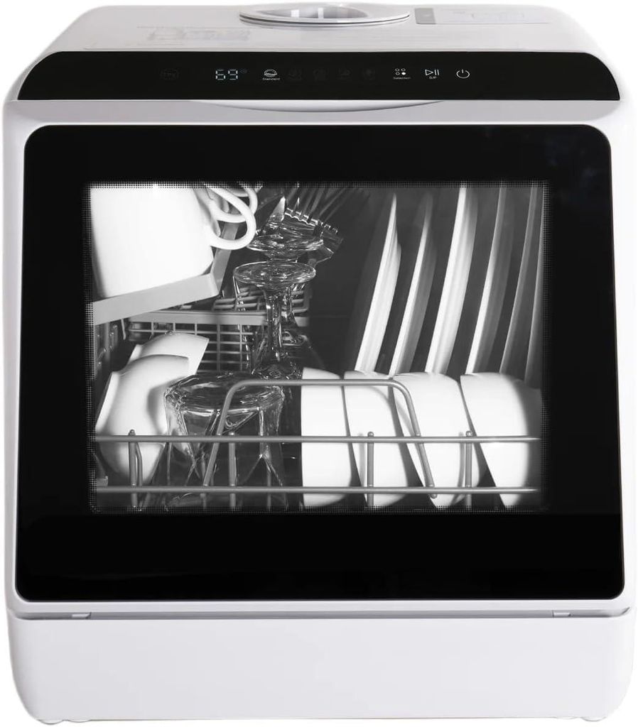 Puluomis Mini Geschirrspüler 45cm freistehend, Geschirrspülmaschine mit mit 5+1 Programe für 3 Gedecke, funktioniert mit/ohne Wasseranschluss, s...