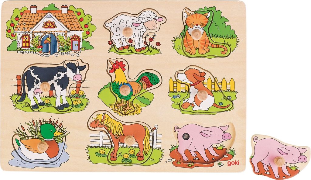 goki Soundpuzzle 9T Farm/Bauernhof Holz 30x20cm Produktbild 