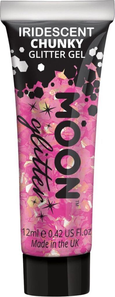 Smiffys Iridescent Chunky Glitter Gel – Schimmerndes Pink für Gesicht & Körper