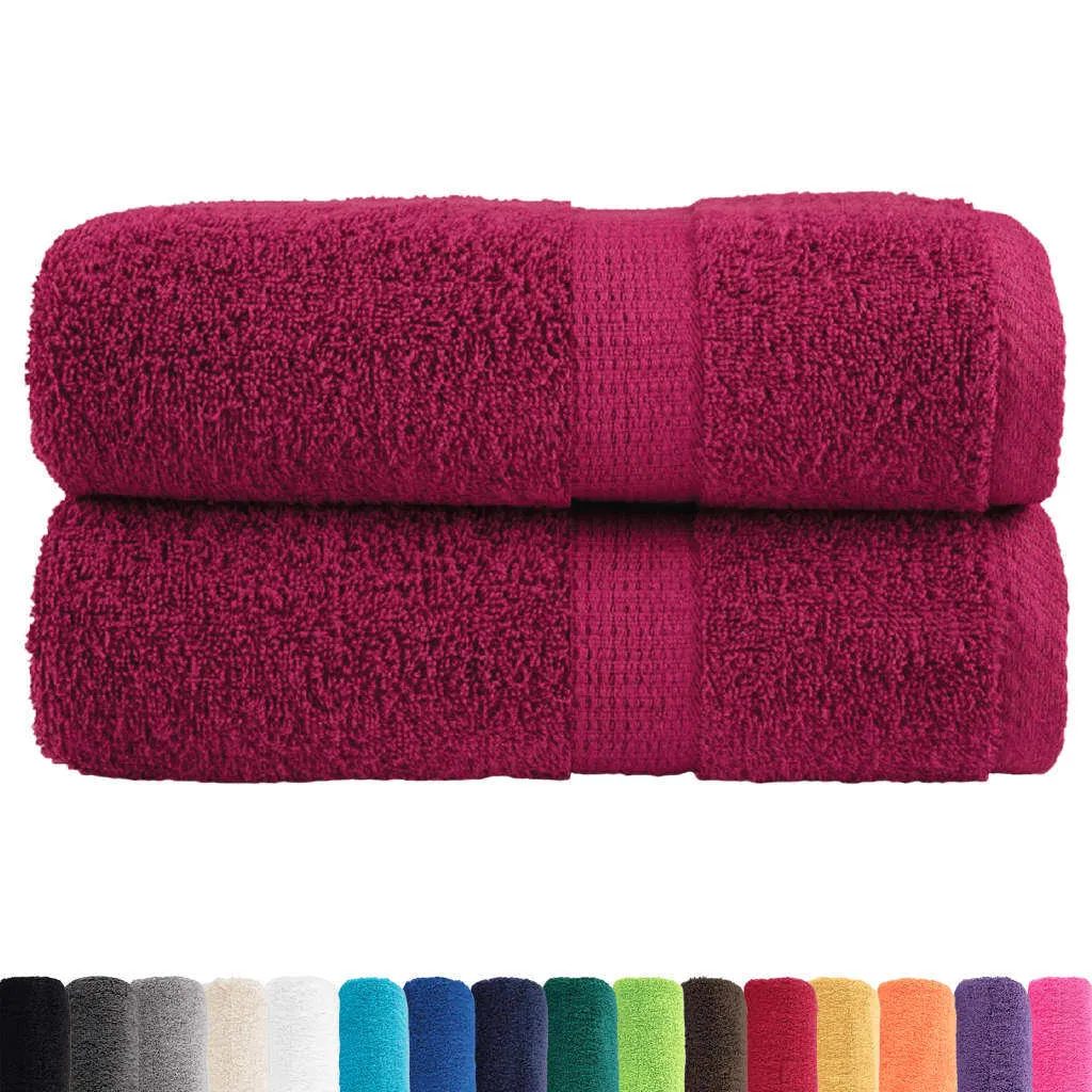 Set 2 Asciugamani Ospiti vidaXL SOLUND Bordeaux 30x50 cm 600 GSM