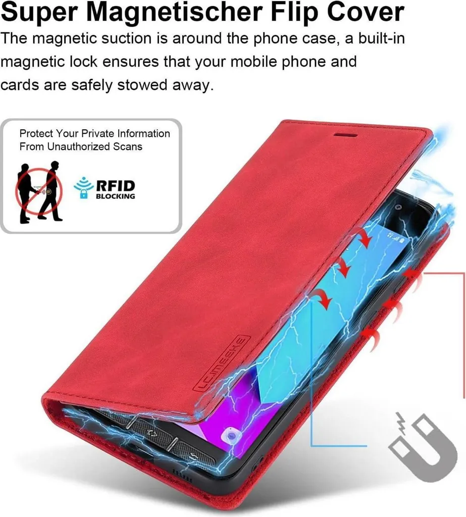 Custodia Portafoglio In PU Similpelle Scamosciata Per Crosscall Core-X4, Con Chiusura Magnetica, Tasche Carte E Stand, Rosa - 2
