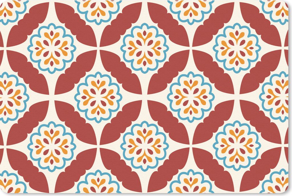 MuchoWow Schreibtischunterlage Blumen - Fliese - Muster 60x40 cm - XXL Mauspad - Großes Mauspad