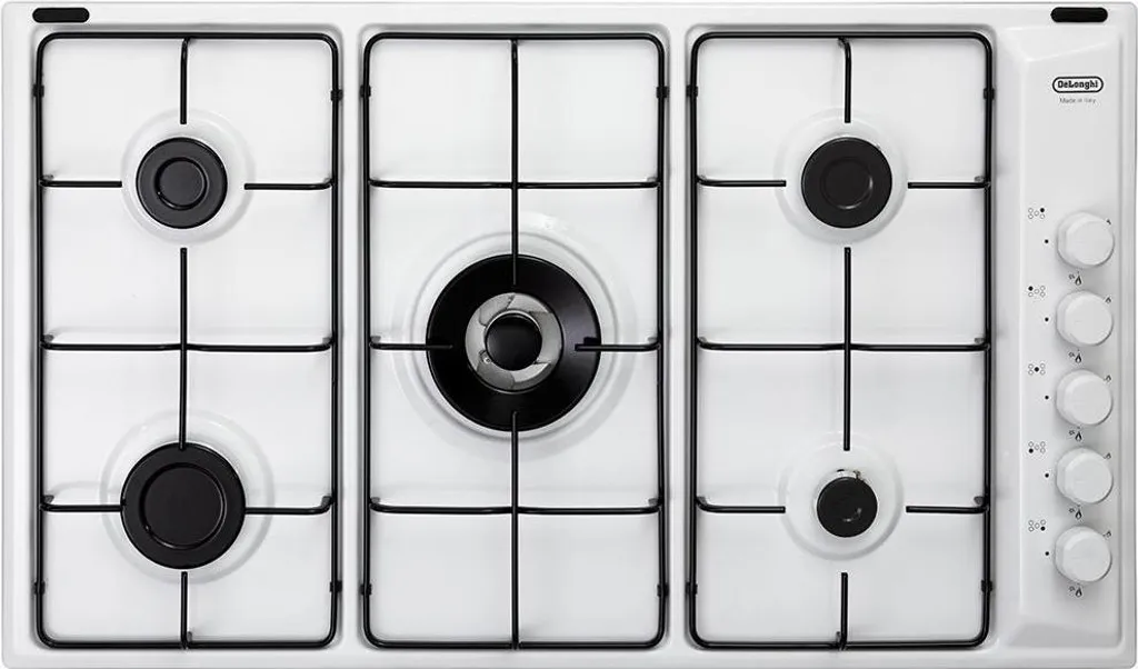 Plaque de Cuisson Gaz Encastrable 86cm De'Longhi 5 Feux Blanc Design