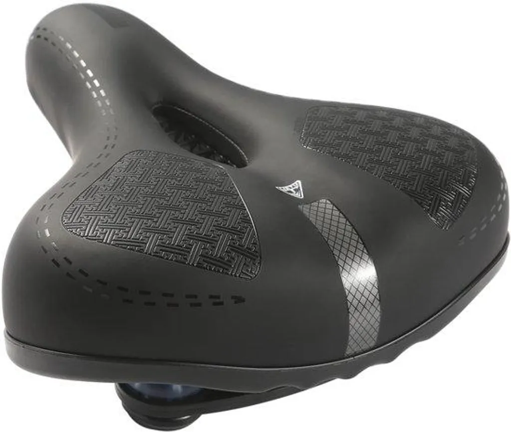 Selle de vélo ergonomique extra-large noire avec bandes réfléchissantes